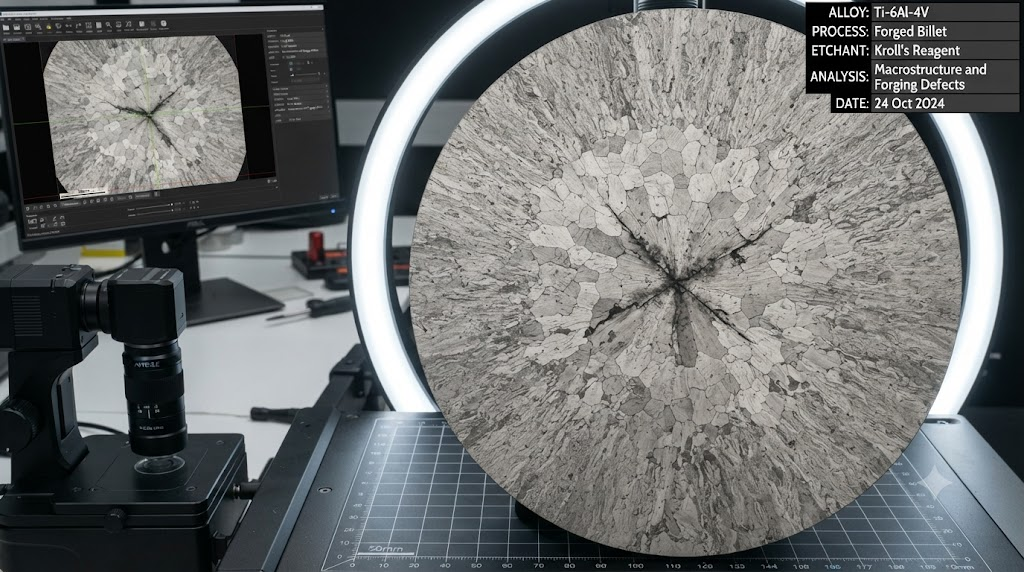 Macrostructure analysis of titanium alloy