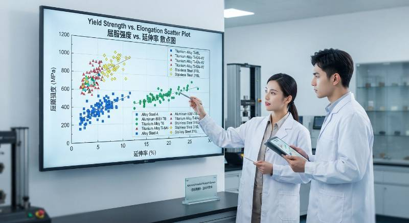 Yield Strength vs. Elongation Scatter Plot
