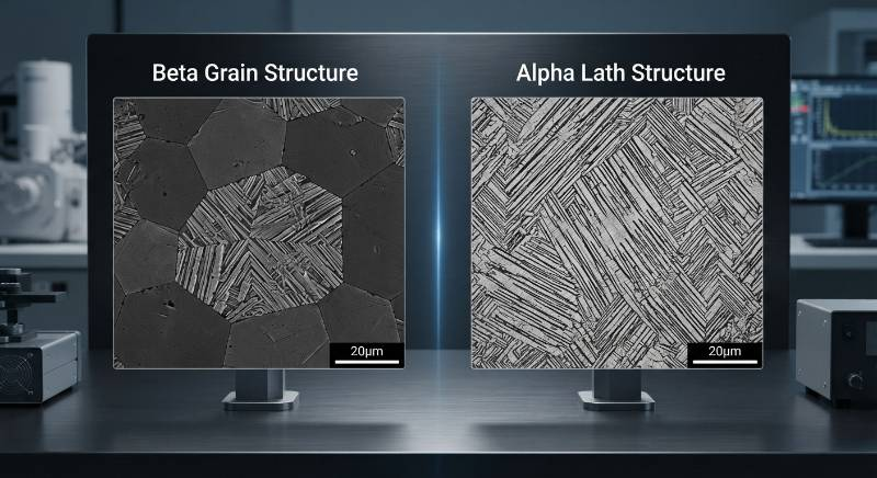 SEM Microstructure Comparison Beta Grain vs Alpha Laths