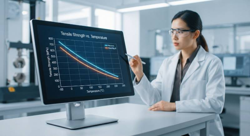 Tensile Strength vs Temperature Line Graph