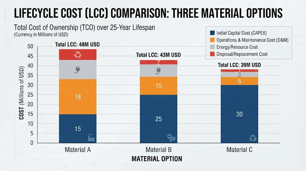 Lifecycle Cost LCC Comparison Bar Graph