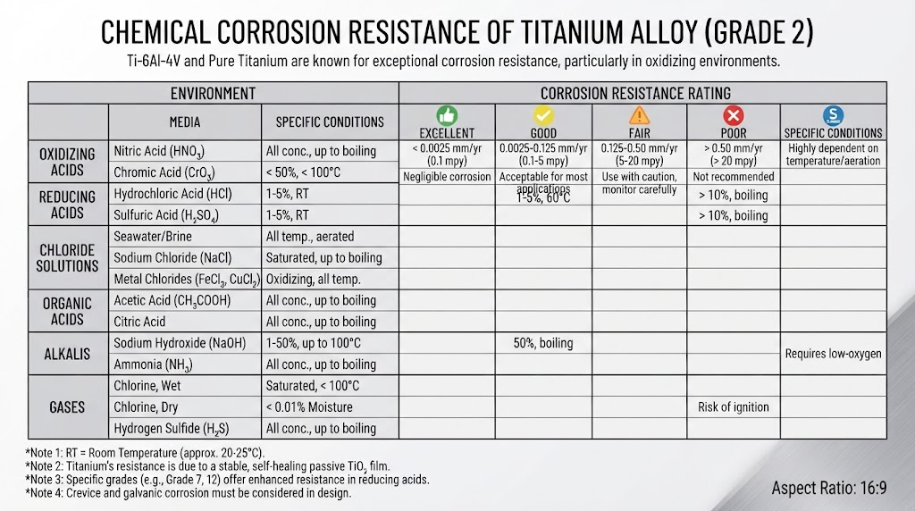 Chemical Corrosion Resistance Titanium Chart