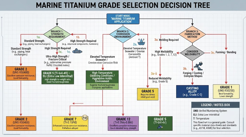 Marine Titanium Grade Selection Decision Tree Flowchart Marine Titanium Grade Selection Decision Tree Flowchart
