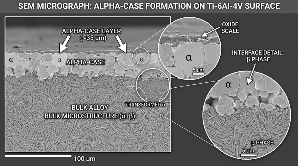 Alpha case formation SEM micrograph