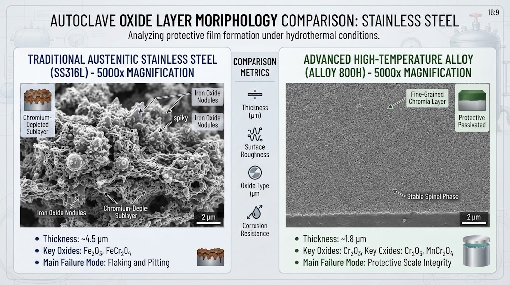 Autoclave oxide layer SEM comparison