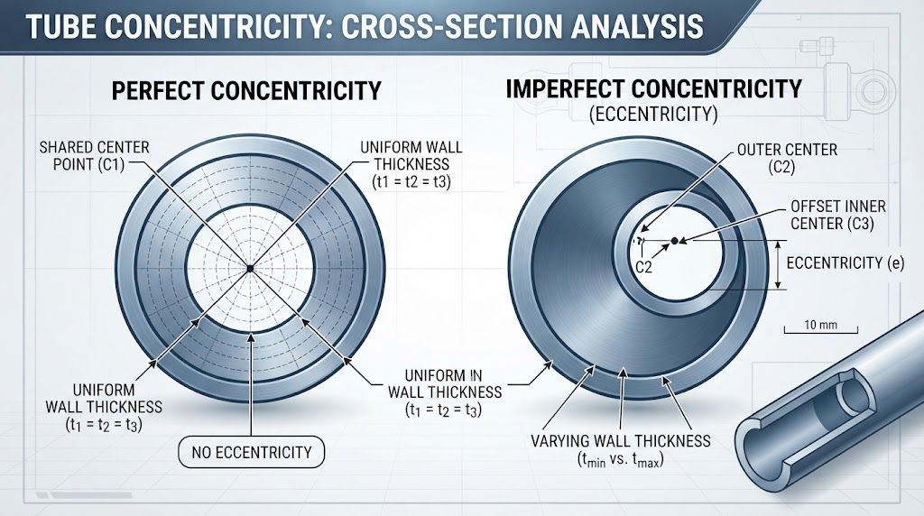 Tube concentricity cross section Tube concentricity cross section