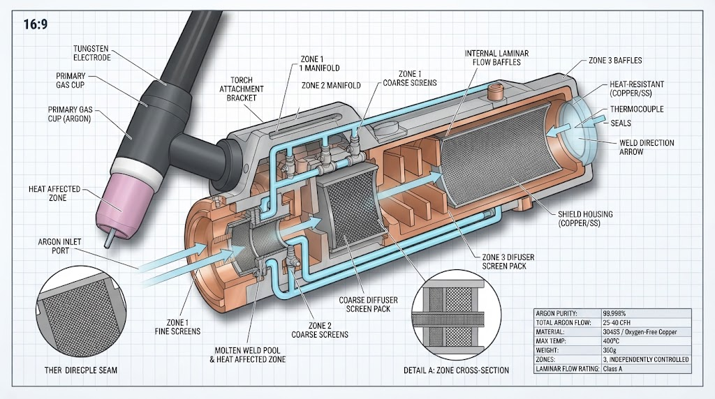 Multi-zone trailing shield CAD cross section diagram Multi-zone trailing shield CAD cross section diagram