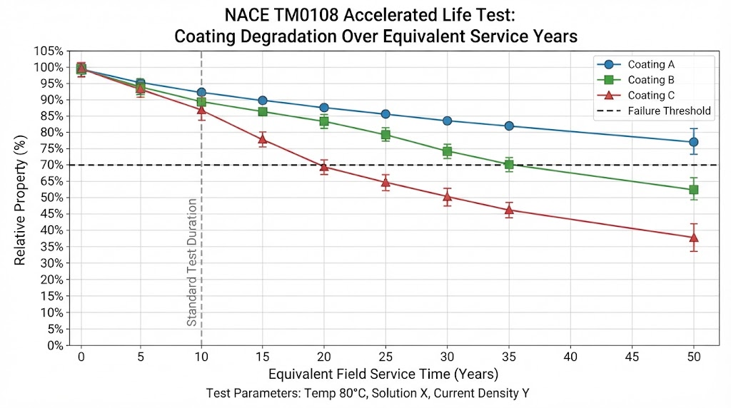 NACE TM0108 accelerated life test graph degradation curve NACE TM0108 accelerated life test graph degradation curve