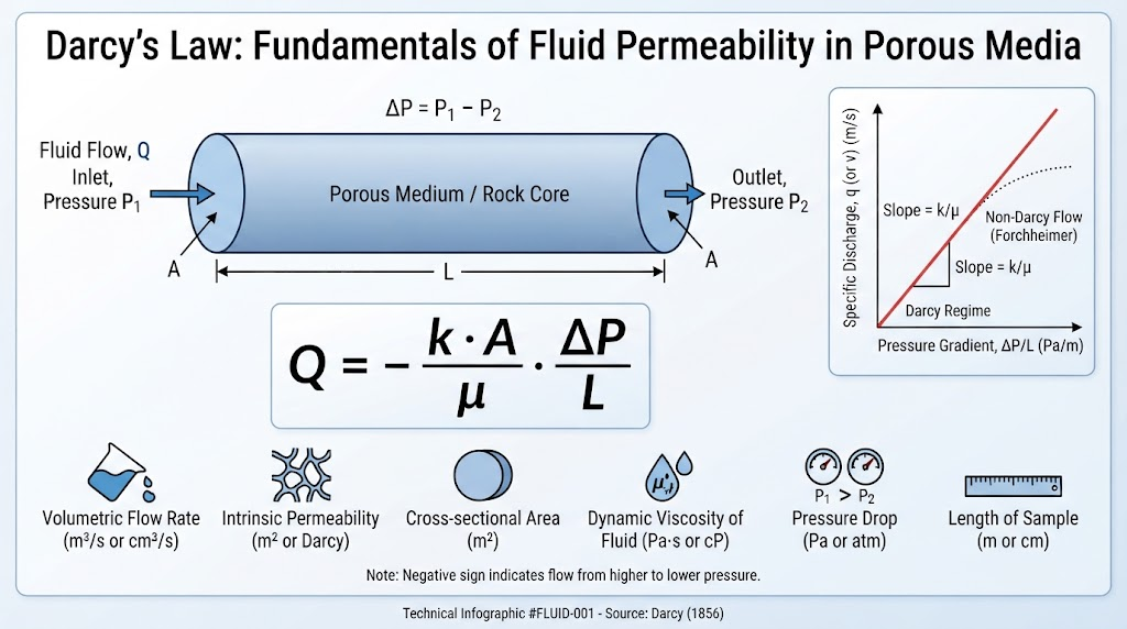 Darcy permeability fluid dynamics chart