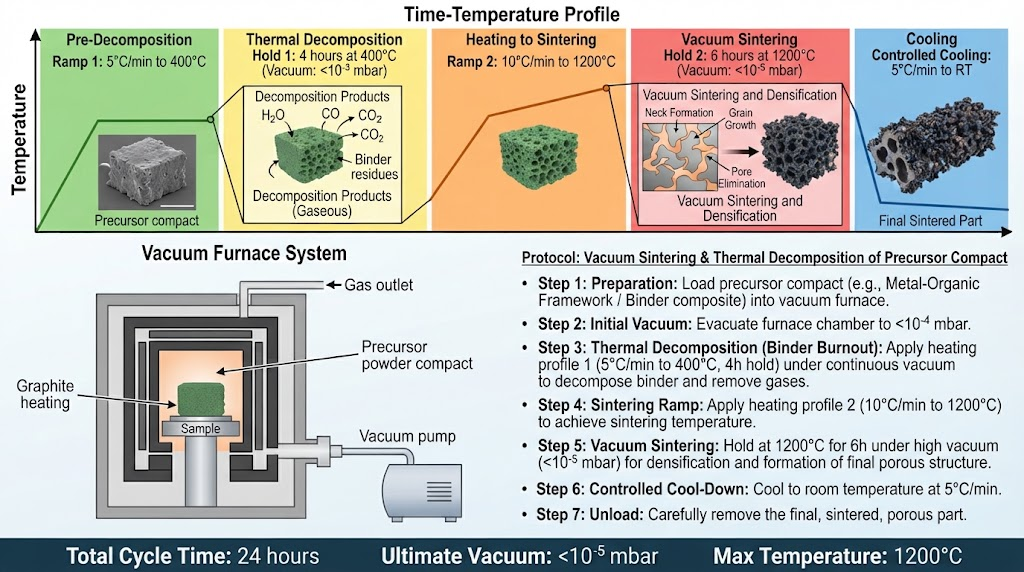 Vacuum sintering thermal decomposition protocol