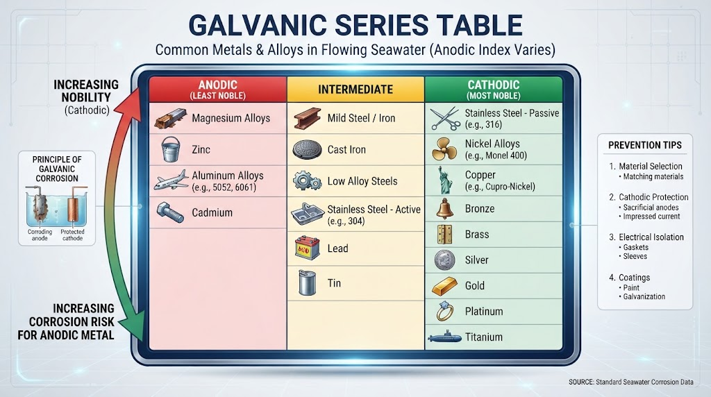 Galvanic Series Table
