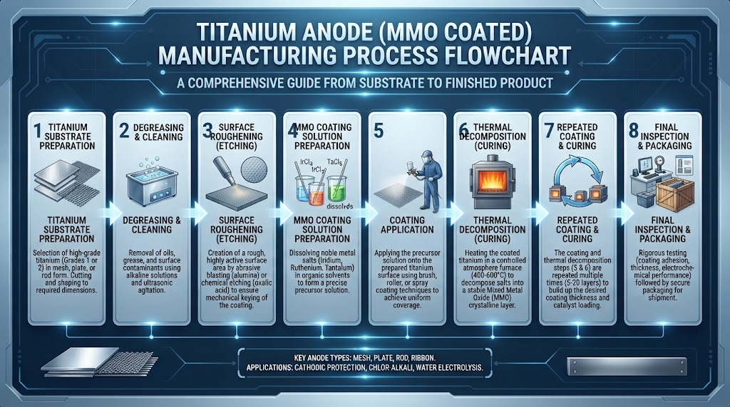 Titanium anode manufacturing process