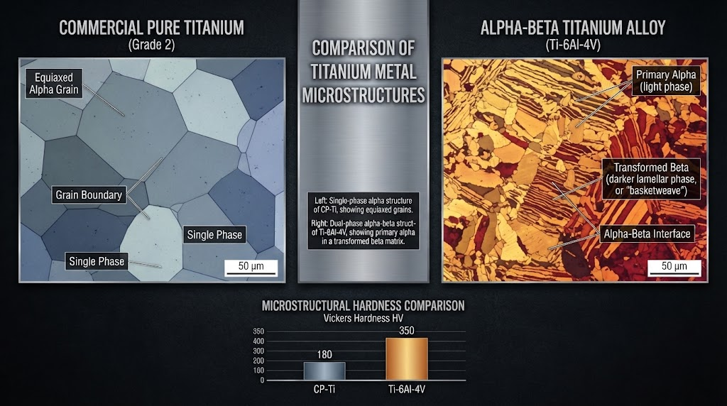 Titanium metal microstructure comparison
