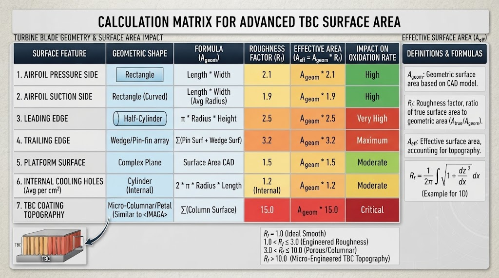 Surface Area Calculation Matrix