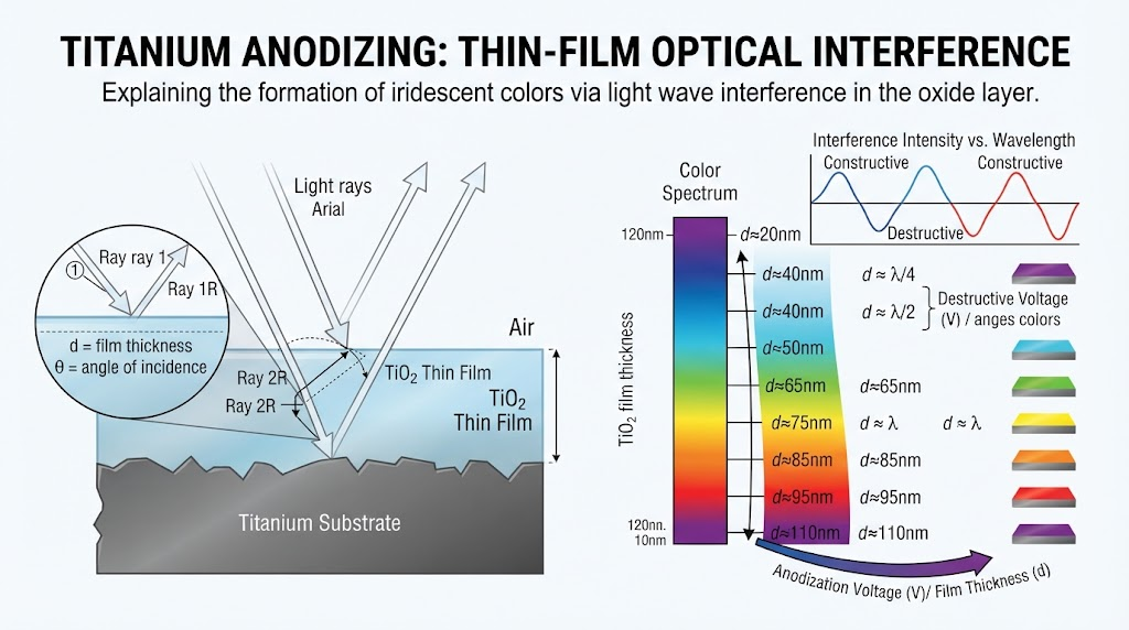 Titanium anodizing thin film optical interference diagram