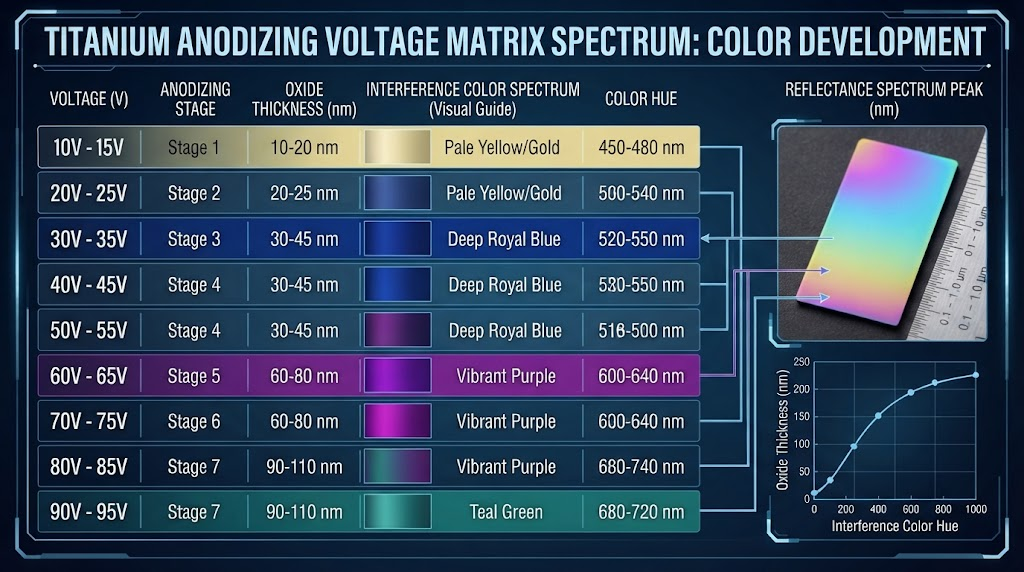 Titanium anodizing voltage matrix spectrum