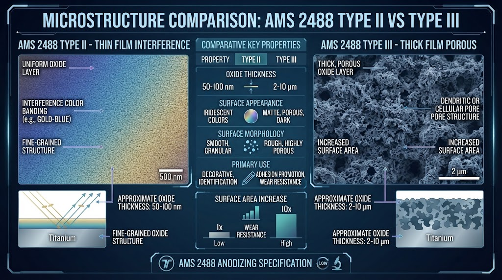 Microstructure comparison AMS 2488 Type II vs III
