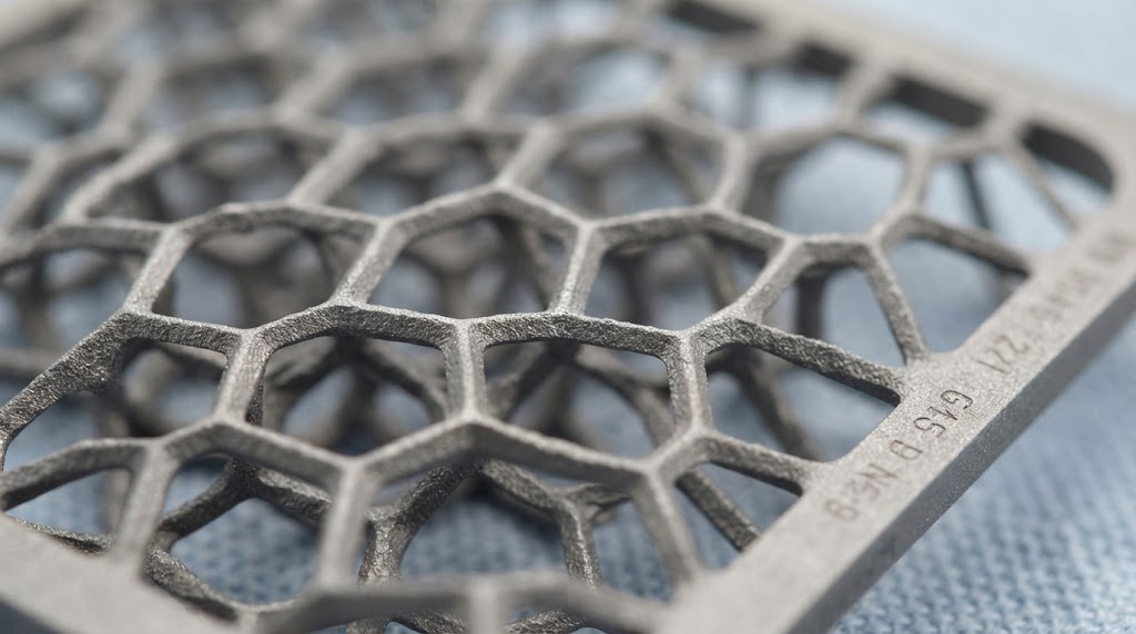 Titanium mesh structure close up macro view