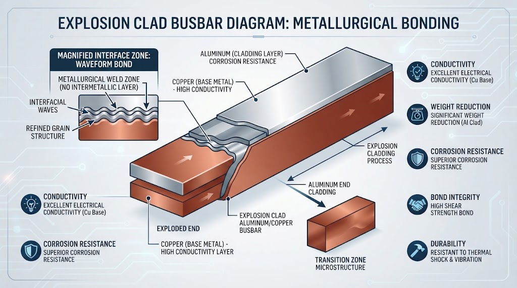 Explosion clad busbar diagram cutaway