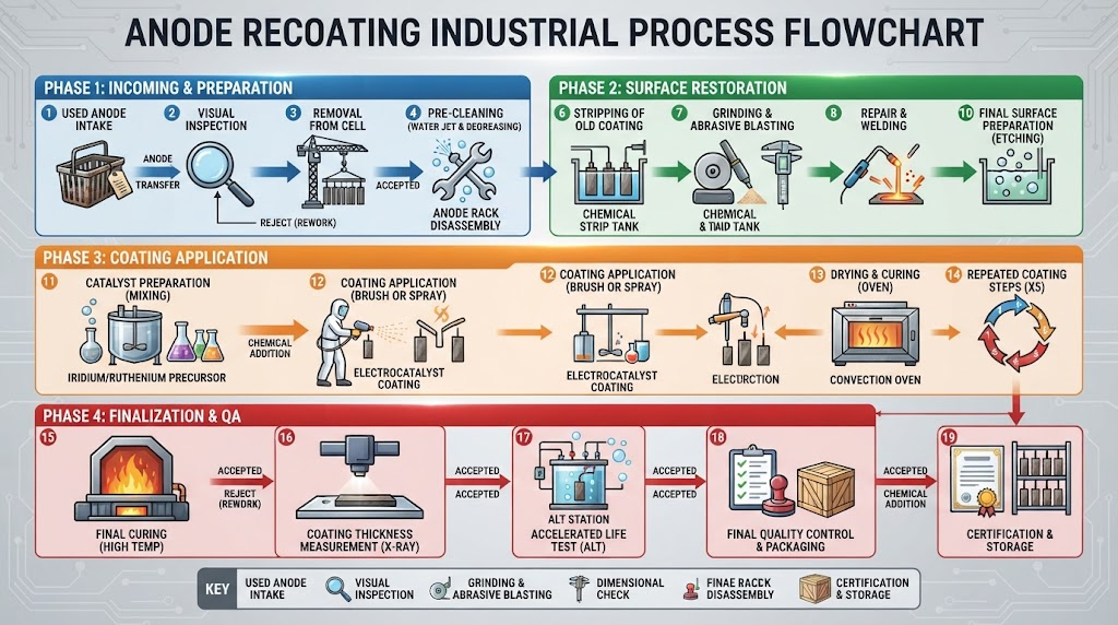 Flowchart of anode recoating industrial process