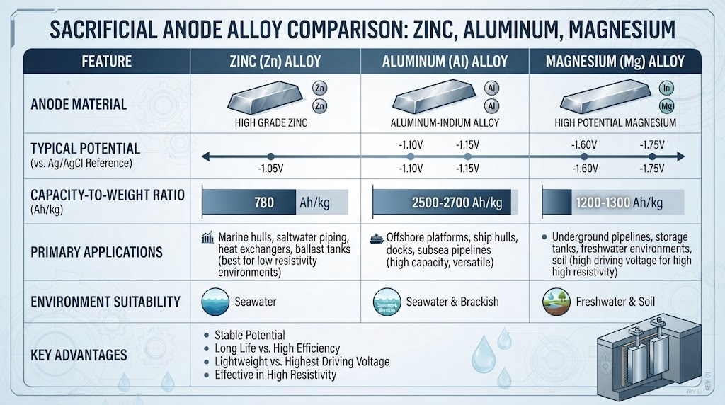 Sacrificial anode alloy comparison Sacrificial anode alloy comparison