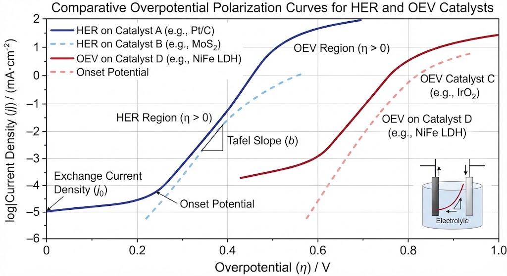 Electrochemical overpotential polarization curves
