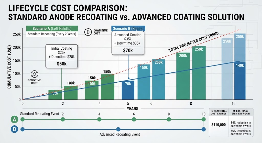 Anode recoating lifecycle cost comparison chart