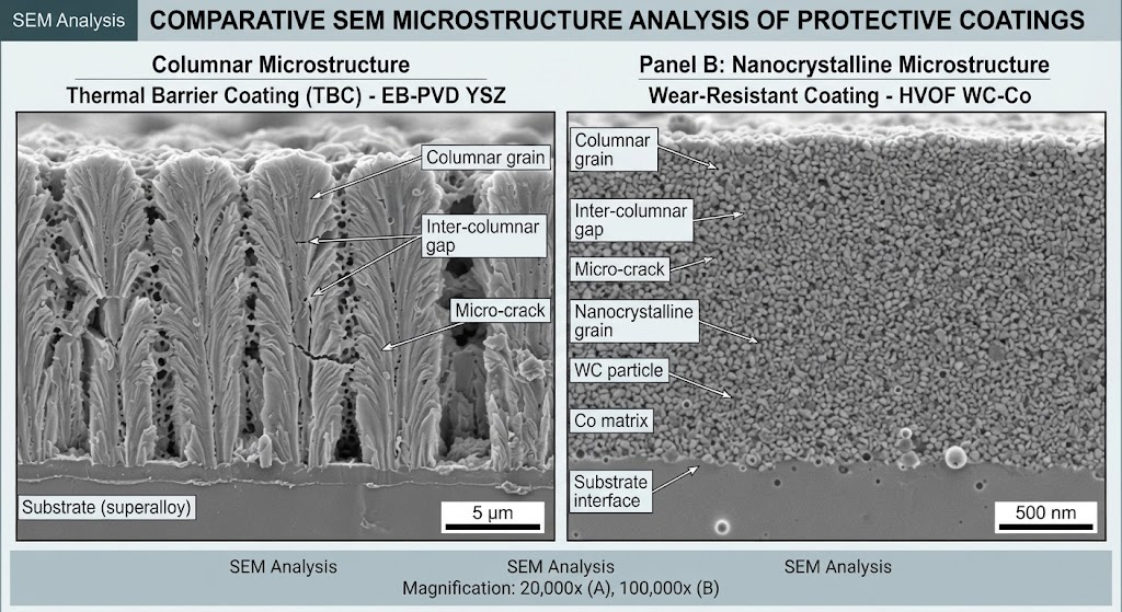 SEM coating microstructure comparison SEM coating microstructure comparison
