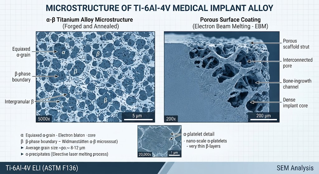 Titanium medical implant microstructure