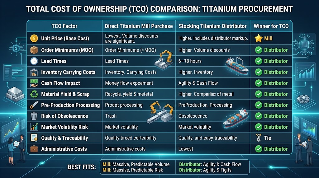 Titanium Sourcing: Direct Mill vs. Distributor Total Cost Analysis